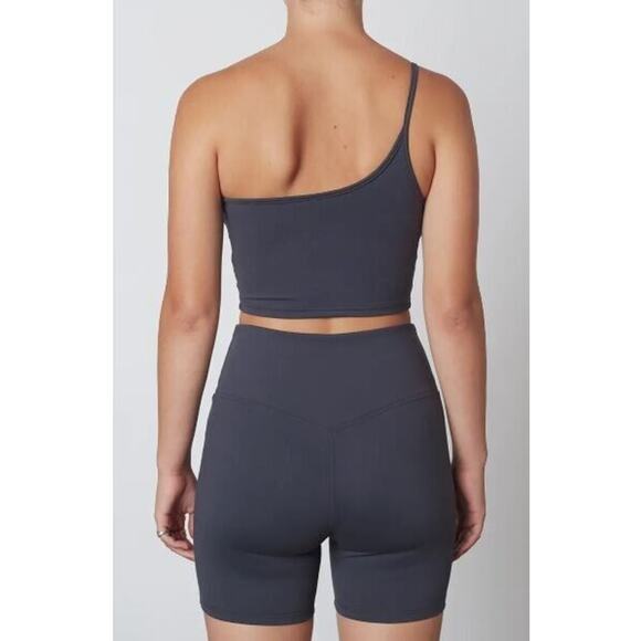 Nia Women's Lucy One-Shoulder Tank & Bike Shorts in Midnight Small MSRP $78 - Picture 3 of 4